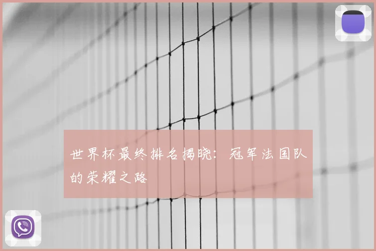 世界杯最终排名揭晓：冠军法国队的荣耀之路